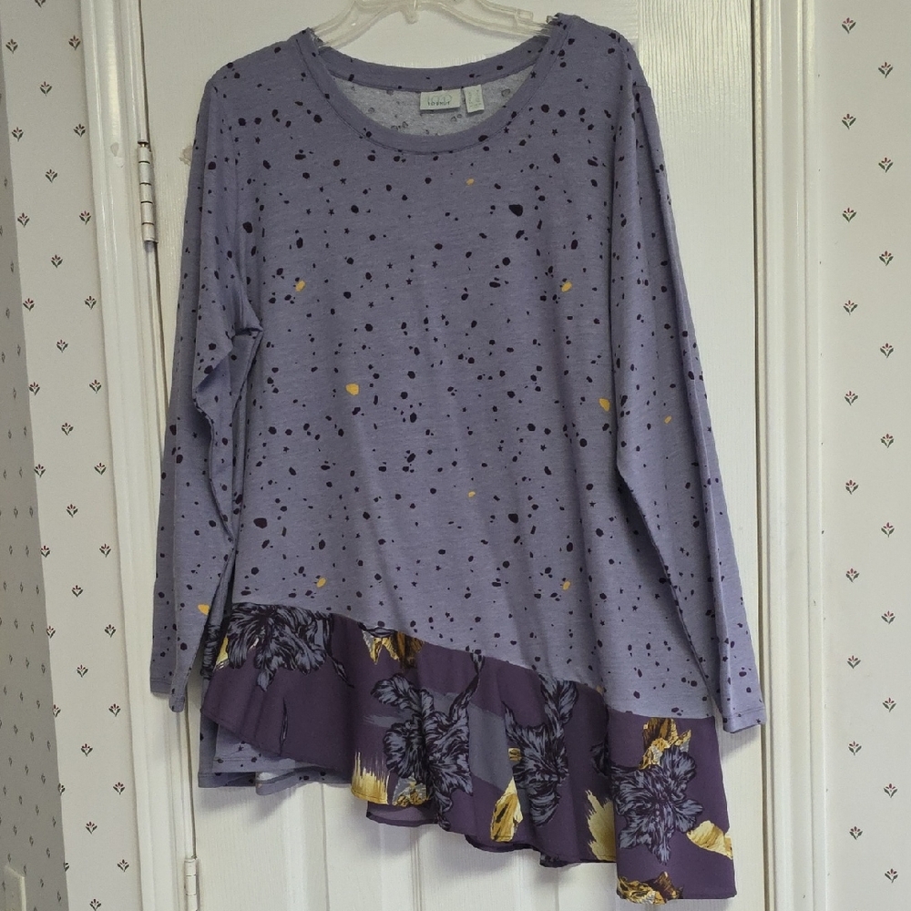 Brand New Logo/Lori Goldstein Long Sleeve Purple Tunic With Purple Chiffon Sz 1X